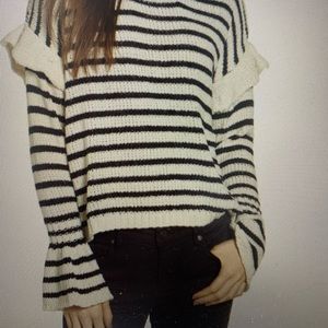 Woven Hearts stripe ruffle sweater from Nordstrom